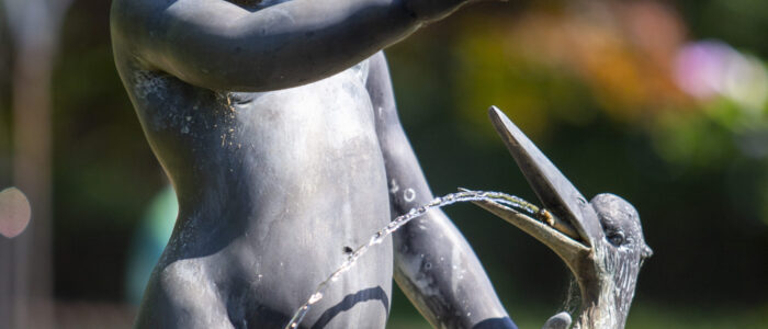 Water flows from a fountain