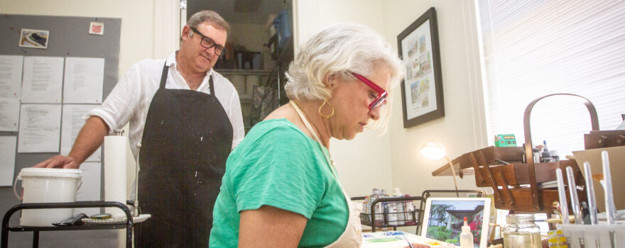 Kurt Vetters, left, watches as his wife, Donna Steele.