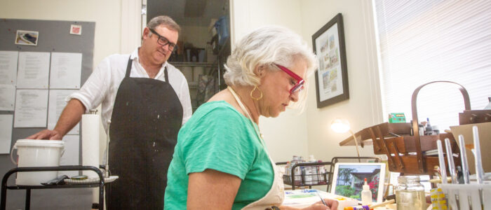 Kurt Vetters, left, watches as his wife, Donna Steele.