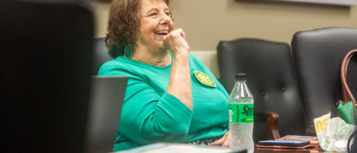 Mary June Jankowiak laughs during a Pilot Club.
